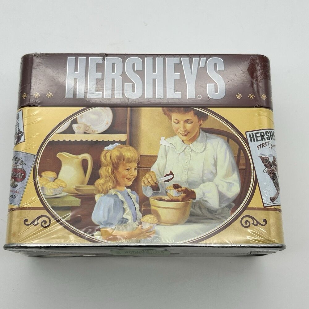 Unopened Hershey's Keepsake Recipe Box / Tin w/99 Recipes & 5 Dividers (Dented)